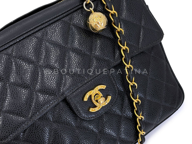 Chanel 1994 Vintage Black Caviar Classic Flap Camera Case Bag 24k GHW XZJ