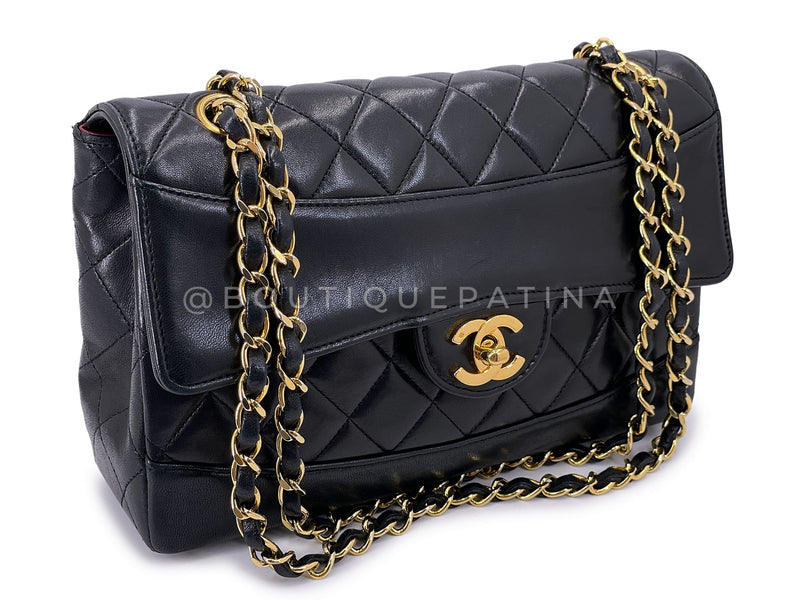 Chanel 1990 Vintage Black Medium Flap Bag w Wallet Set 24k GHW X4M