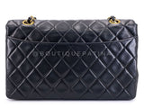 Chanel 1990 Vintage Black Medium Flap Bag w Wallet Set 24k GHW X4M