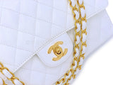 Chanel 1998 Vintage White Caviar Medium Classic Double Flap Bag 24k GHW 4RF