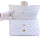 Chanel 1998 Vintage White Caviar Medium Classic Double Flap Bag 24k GHW 4RF