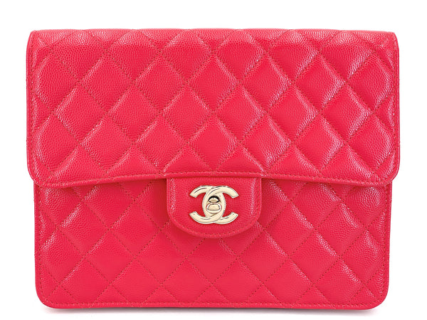 Chanel 2020 Dark Pink Caviar Timeless Clutch Bag GHW QA2