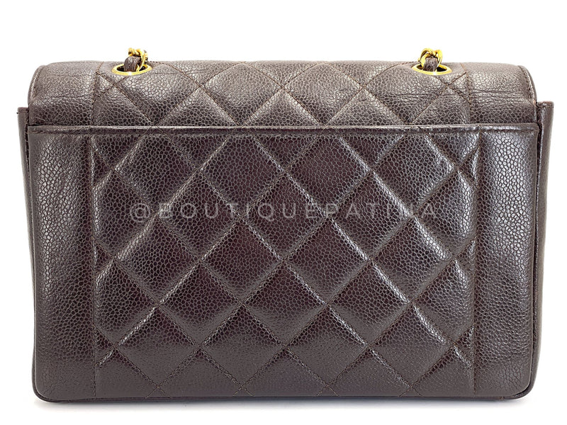 Chanel 1997 Vintage Brown Caviar Medium Diana Flap Bag 24k GHW 2C4