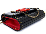 Chanel 2010 Paris-Shanghai Black Resin Plexiglass Clutch on Chain Bag 9OE