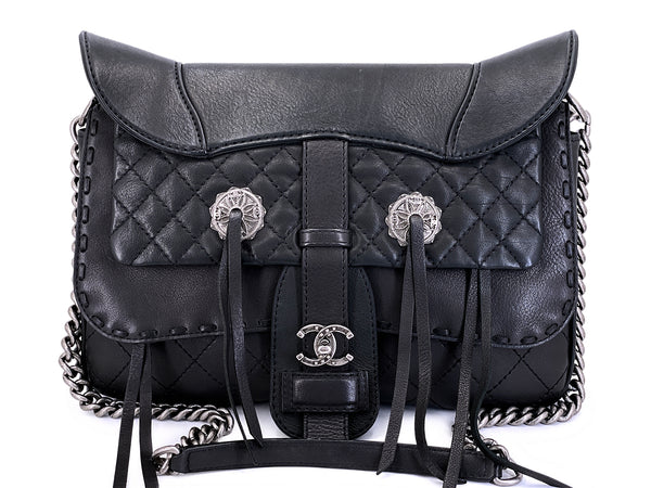 Chanel 14A Paris-Dallas Métiers d'Art Saddle Flap Bag Black RHW MBA