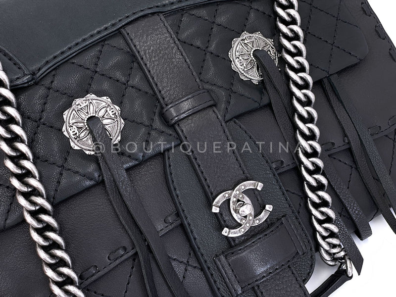 Chanel 14A Paris-Dallas Métiers d'Art Saddle Flap Bag Black RHW MBA