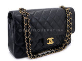 Chanel 2003 Vintage Black Caviar Medium Classic Double Flap Bag 24k GHW D3R