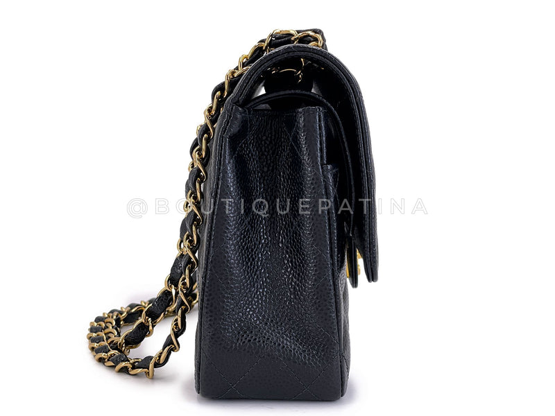 Chanel 2003 Vintage Black Caviar Medium Classic Double Flap Bag 24k GHW D3R