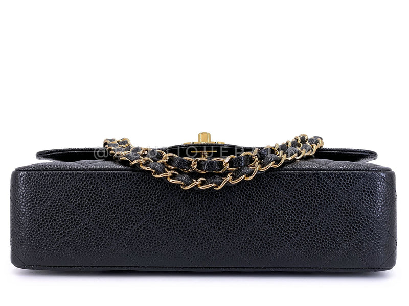 Chanel 2003 Vintage Black Caviar Medium Classic Double Flap Bag 24k GHW D3R