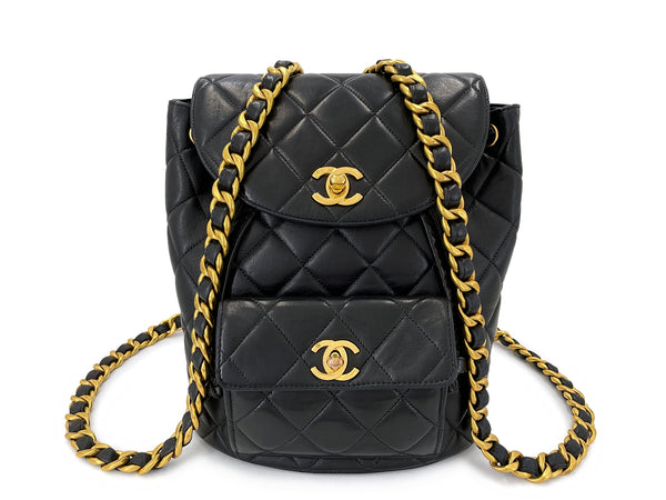 Chanel 1996 Vintage Black Lambskin Duma Backpack Bag 24k GHW CAR