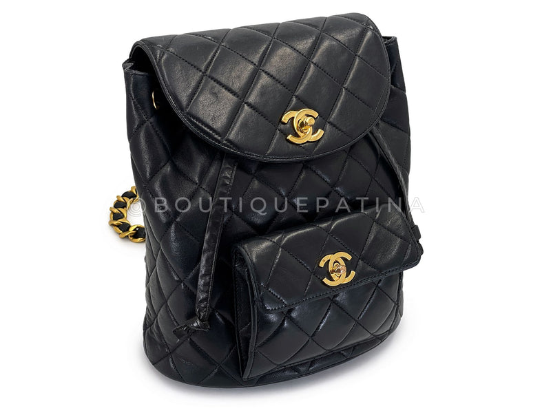 Chanel 1996 Vintage Black Lambskin Duma Backpack Bag 24k GHW CAR
