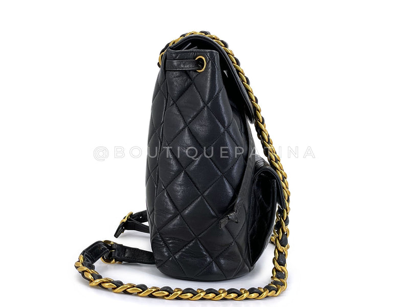 Chanel 1996 Vintage Black Lambskin Duma Backpack Bag 24k GHW CAR