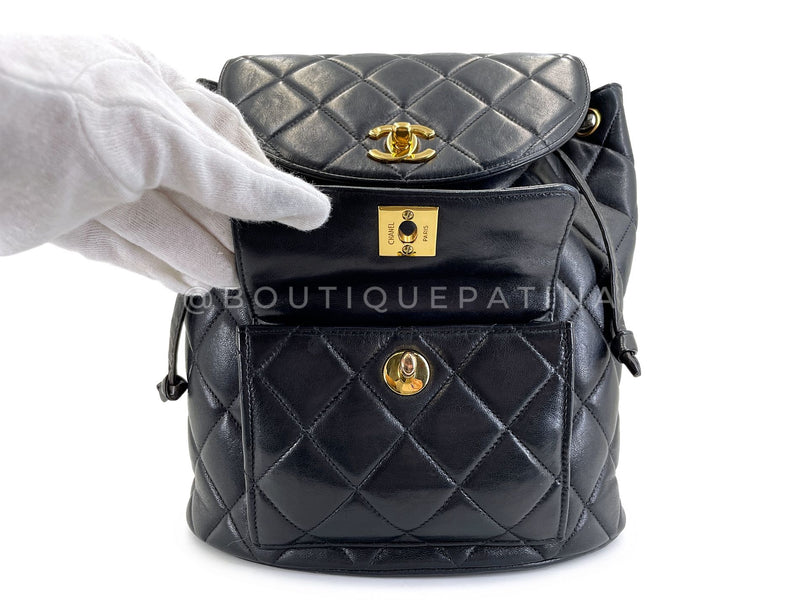 Chanel 1996 Vintage Black Lambskin Duma Backpack Bag 24k GHW CAR