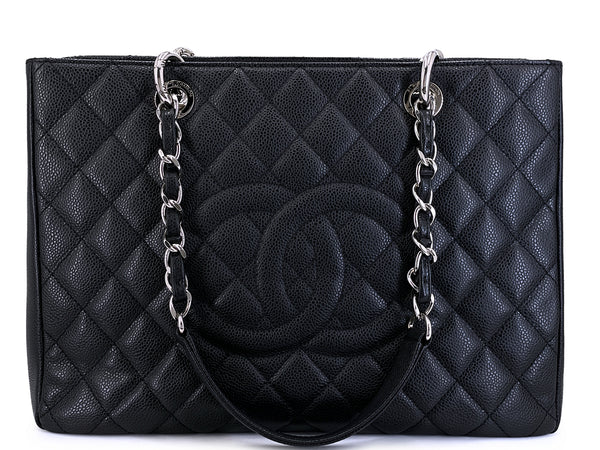 Chanel Black Caviar Grand Shopper Tote GST Bag SHW KH9