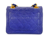 Rare Chanel 1989 Vintage Royal Blue Lizard Square Mini Evening Bag 24k GHW 37W