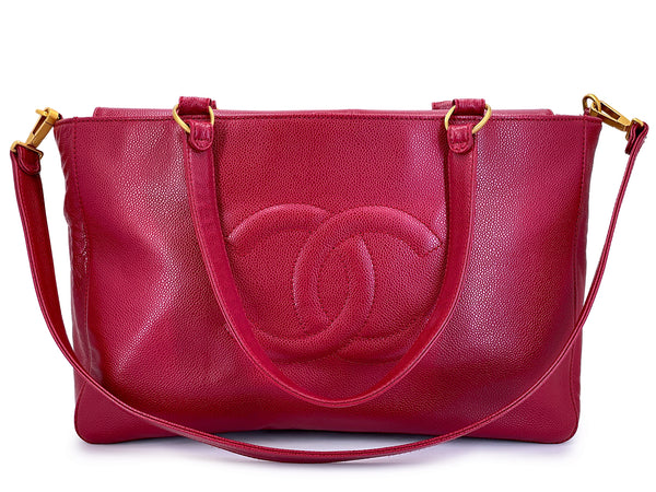 Chanel 2006 Vintage Red Caviar Timeless CC Business Tote GHW OF6