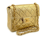 Chanel 2001 Vintage Gold Square Mini Flap Bag 24k GHW Lambskin ZIW