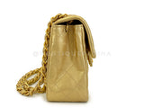 Chanel 2001 Vintage Gold Square Mini Flap Bag 24k GHW Lambskin ZIW