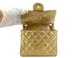 Chanel 2001 Vintage Gold Square Mini Flap Bag 24k GHW Lambskin ZIW