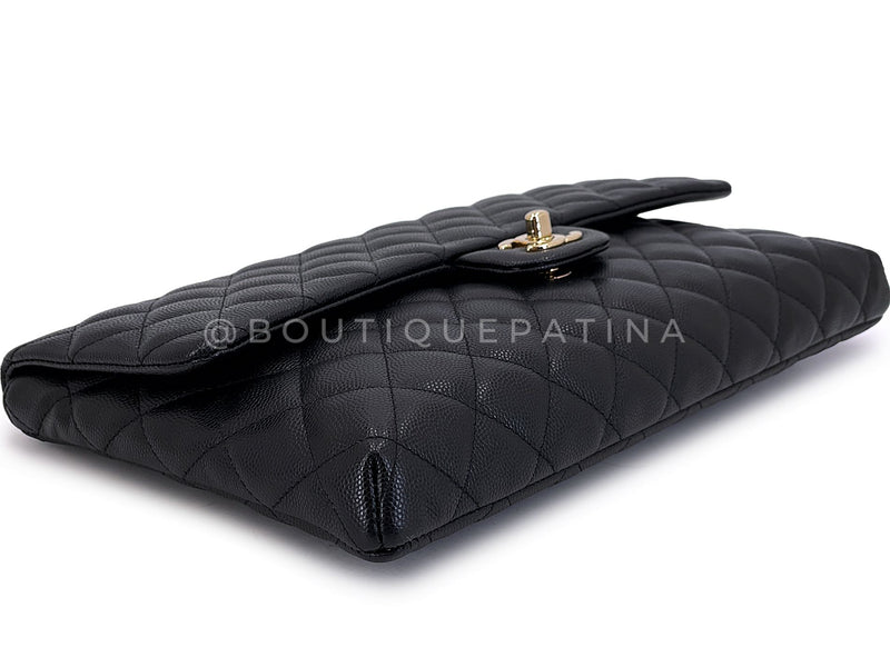 Chanel 2019 Black Caviar Timeless Classic Clutch Flap Bag GHW BIP