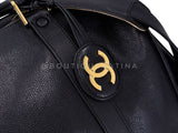 Chanel 1996 Vintage Black Caviar Duffle Duffel Bowler Bag Small 24k GHW OHL