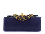 Chanel 1989 Vintage Navy Blue Square Mini Flap Bag 24k GHW Lambskin OW1