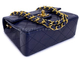 Chanel 1989 Vintage Navy Blue Square Mini Flap Bag 24k GHW Lambskin OW1