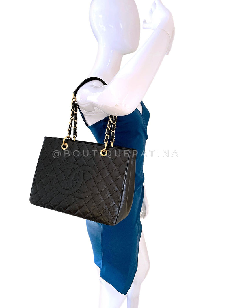 Chanel Black Caviar Grand Shopper Tote GST Bag GHW R1K