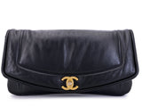 Chanel Black Lambskin Pillow Jumbo Clutch Flap Bag GHW J4Q