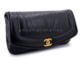 Chanel Black Lambskin Pillow Jumbo Clutch Flap Bag GHW J4Q