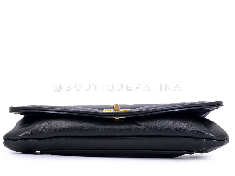 Chanel Black Lambskin Pillow Jumbo Clutch Flap Bag GHW J4Q