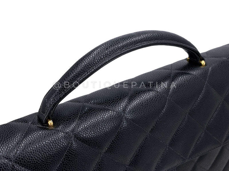 Chanel 1996 Vintage Black Caviar Briefcase Tote Bag 24k GHW YDR