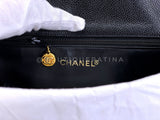 Chanel 1992 Black Vintage Chevron Caviar Encircled CC Flap Bag 24k GHW 2XV