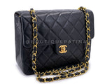 Chanel Vintage 1989 Black Mini Flap Bag Classic Lambskin 20cm 24k GHW FEL