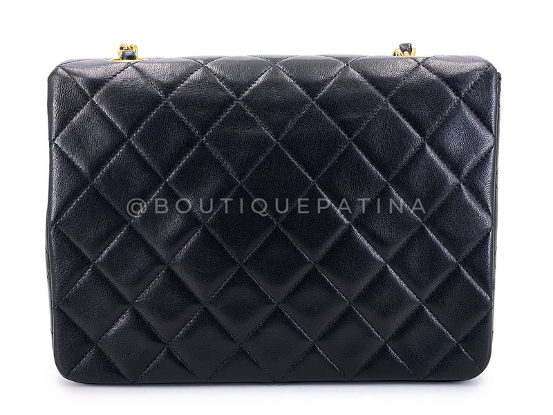 Chanel Vintage 1989 Black Mini Flap Bag Classic Lambskin 20cm 24k GHW FEL