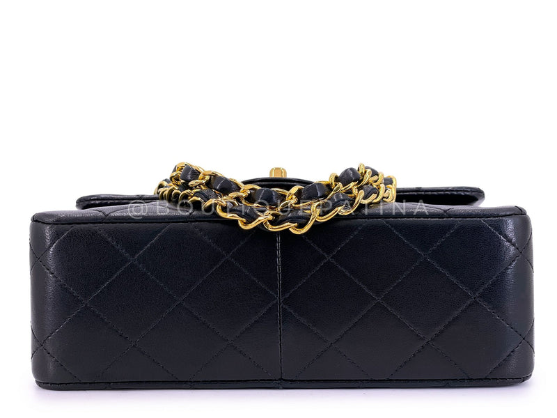 Chanel Vintage 1989 Black Mini Flap Bag Classic Lambskin 20cm 24k GHW FEL