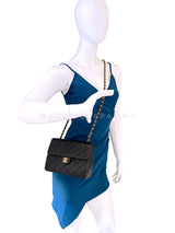 Chanel Vintage 1989 Black Mini Flap Bag Classic Lambskin 20cm 24k GHW FEL