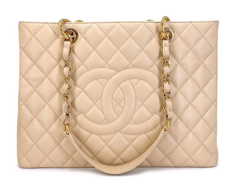 Chanel Beige Caviar Grand Shopper Tote GST Bag GHW SJU