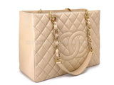 Chanel Beige Caviar Grand Shopper Tote GST Bag GHW SJU