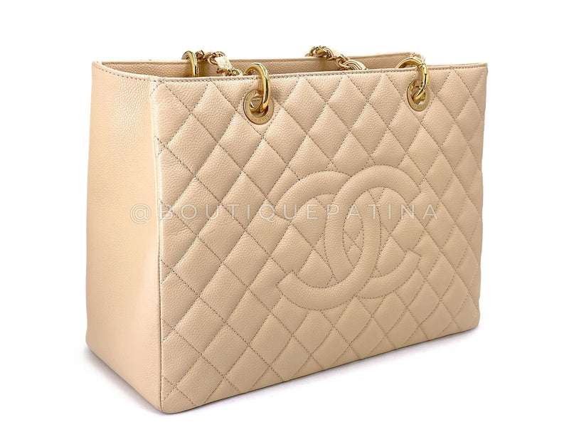 Chanel Beige Caviar Grand Shopper Tote GST Bag GHW SJU