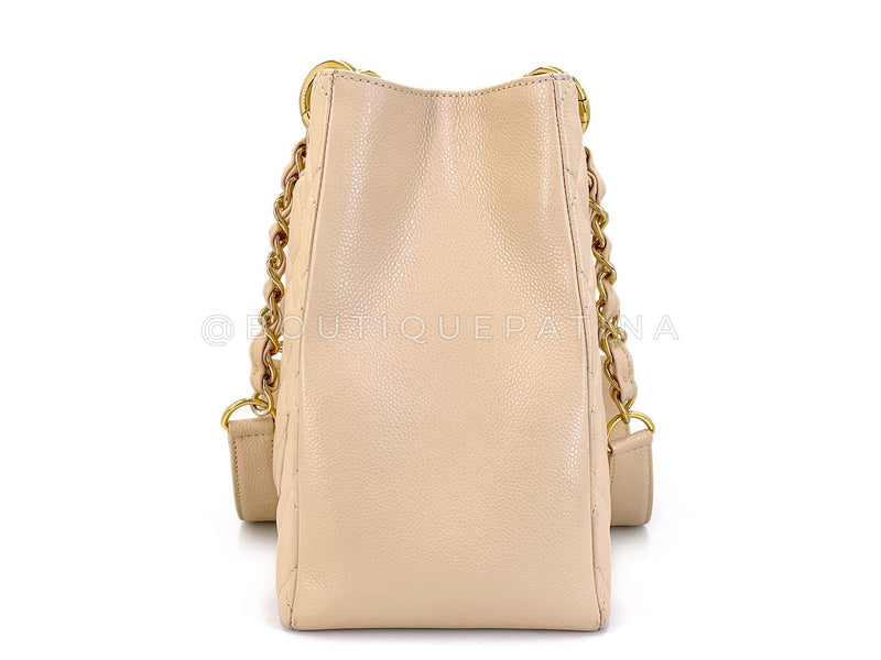 Chanel Beige Caviar Grand Shopper Tote GST Bag GHW SJU