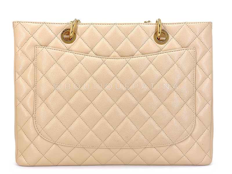 Chanel Beige Caviar Grand Shopper Tote GST Bag GHW SJU