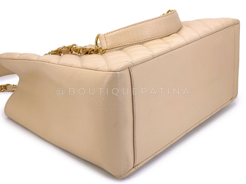 Chanel Beige Caviar Grand Shopper Tote GST Bag GHW SJU