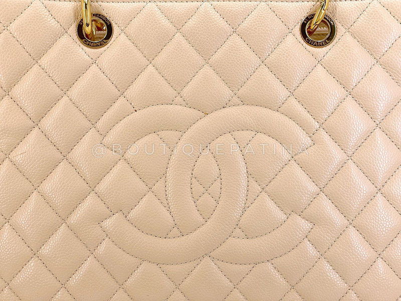 Chanel Beige Caviar Grand Shopper Tote GST Bag GHW SJU