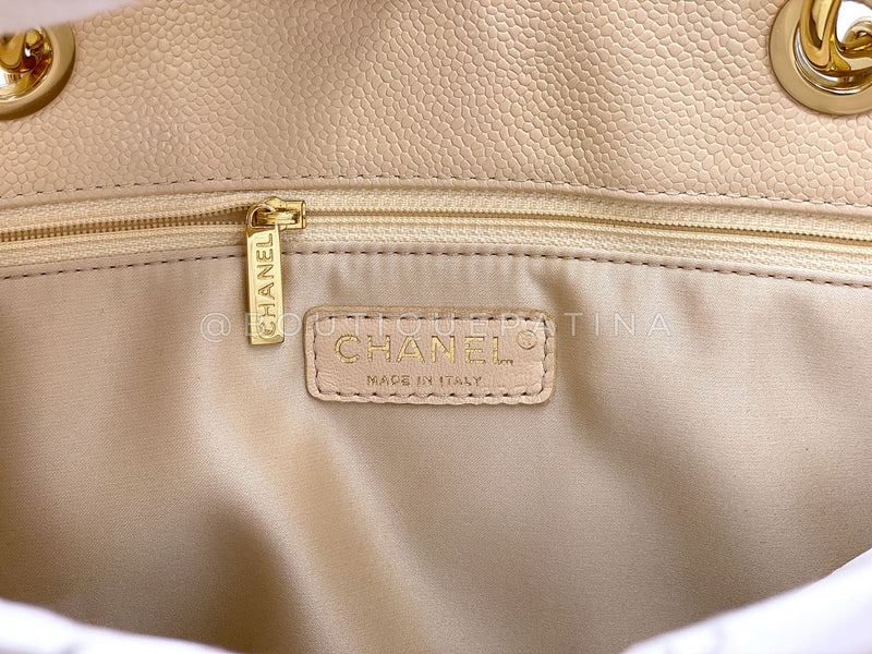 Chanel Beige Caviar Grand Shopper Tote GST Bag GHW SJU