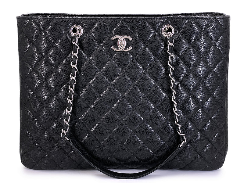 Chanel Black Caviar Timeless Classic Grand Shopper Tote Bag SHW ZFL
