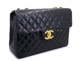 Chanel 1994 Vintage Black Maxi Classic Flap Bag 24k GHW FTD