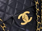 Chanel 1994 Vintage Black Maxi Classic Flap Bag 24k GHW FTD