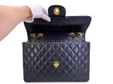Chanel 1994 Vintage Black Maxi Classic Flap Bag 24k GHW FTD