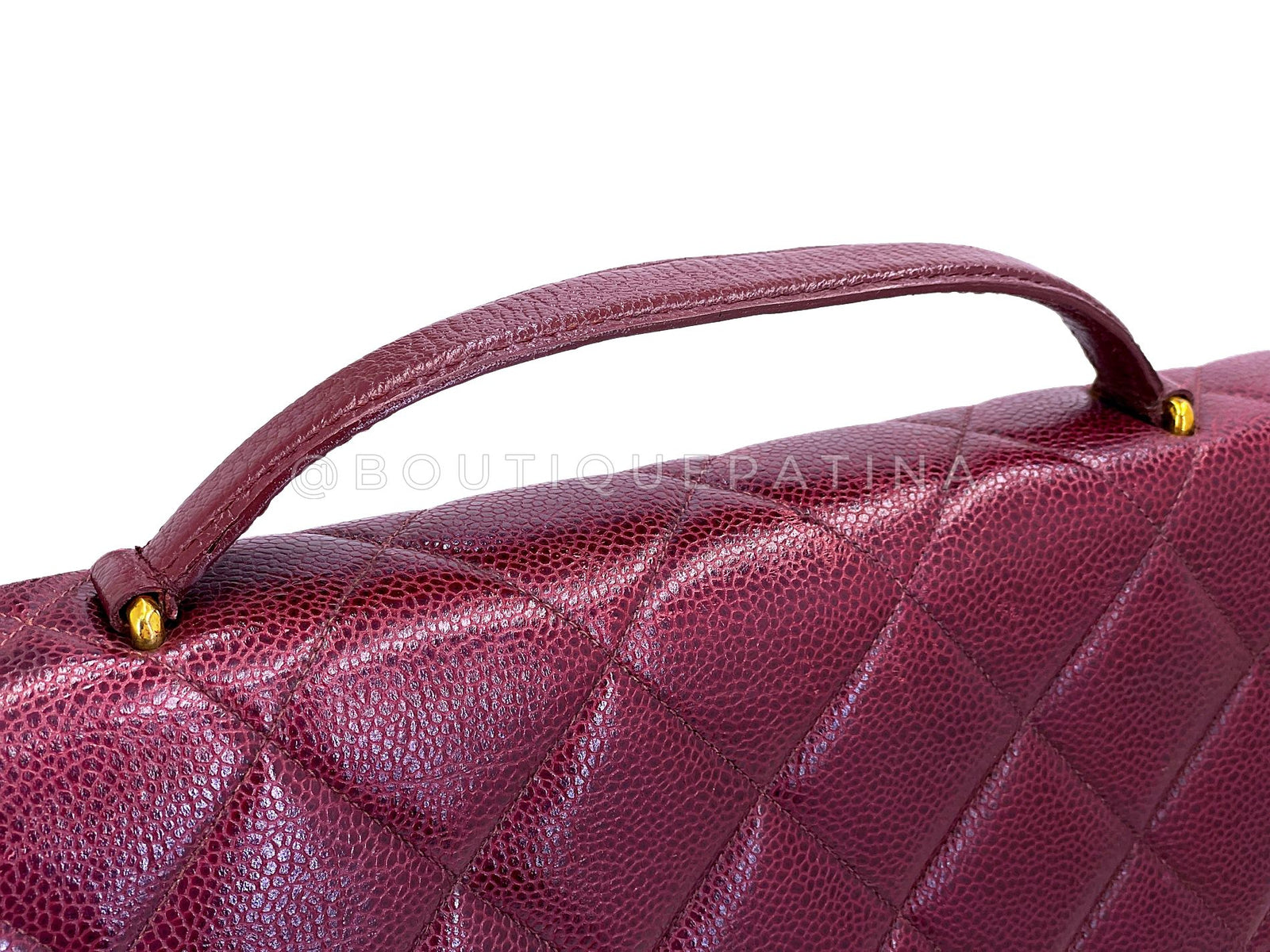 CHANEL ケース ワインレッド Chanel Vintage 1994 Wine Burgundy Caviar Briefcase Tote Bag 24k